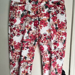 Liz Claiborne White Skinny Jeans with Pink & Peach Floral Print